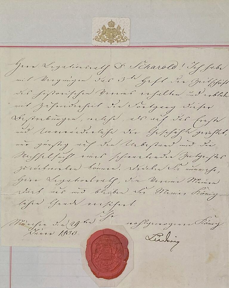 Der König dankt dem Historischen Verein für Unterfranken und Aschaffenburg. Der König dankt dem Historischen Verein für Unterfranken und Aschaffenburg. 