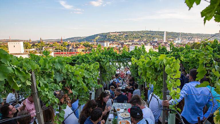 Das beliebte Wein am Stein in Würzburg war auch am Samstag, 16. Juli 2022 restlos ausverkauft. Die Gäste hatten eine ausgelassene Stimmung bei Sonneschein und bestem Wein.