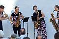 Beim 3. Sommerkonzert im Synagogenhof am 14. August bot das Audax Saxophonquartett mit den Musikerinnen (von links) Christina Bernard, Ann-Kathrin Grammel, Annalena Neu und Regina Reiter eine abwechslungsreiches kammermusikalisches Programm.