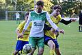 Lukas Hergenröther vom SV Riedenberg (vorne) hat die SG Oerlenbach im Alleingang abgeschossen. Der Rhöner Stürmer trifft auch nach diesem Zweikampf gegen Konstantin Schenk ins Netz. Foto: Sebastian Schmitt       -  Lukas Hergenröther vom SV Riedenberg (vorne) hat die SG Oerlenbach im Alleingang abgeschossen. Der Rhöner Stürmer trifft auch nach diesem Zweikampf gegen Konstantin Schenk ins Netz. Foto: Sebastian Schmitt