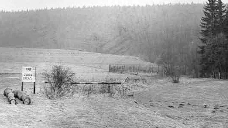 Die Grenze um 1960 zwischen den Ortschaften Willmars und Filke in der Rhön.