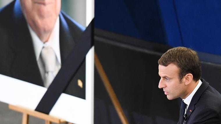 Trauerfeierlichkeiten für Altkanzler Kohl       -  Emmanuel Macron würdigt Kohl.