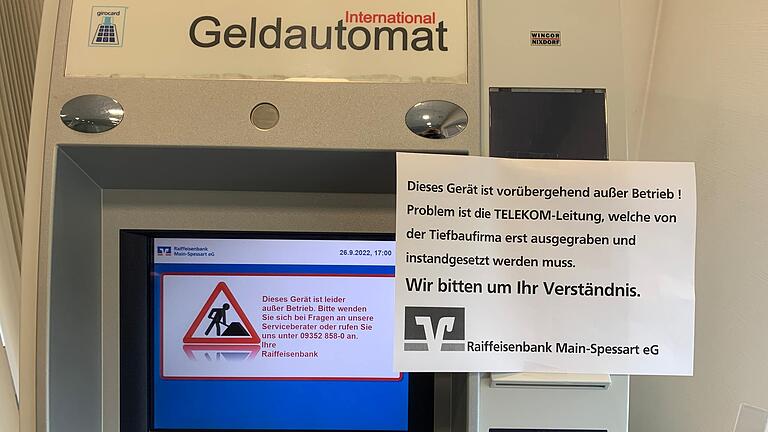 Auch der Geldautomat der Raiffeisenbank in Ruppertshütten war  aufgrund der Leitungsstörung außer Betrieb.&nbsp;