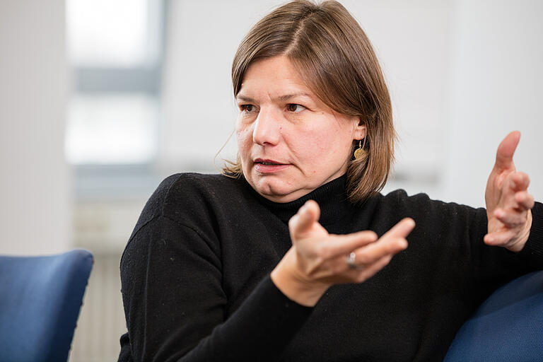 Manuela Rottmann, Grünen-Bezirkschefin und Bundestagsabgeordnete beim  Redaktionsbesuch in der Main-Post im Januar 2019.