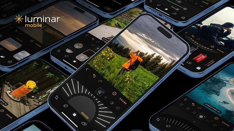 Luminar Mobile App auf einem Smartphone       -  Luminar Mobile ermöglicht die Bearbeitung und Optimierung von Fotos direkt auf dem Smartphone.