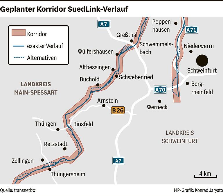 SuedLink: Nun steht der metergenaue Verlauf der Trasse im Landkreis Main-Spessart fest