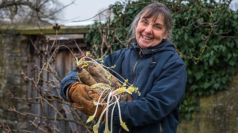 Barbara Keller aus Mainstockheim (Lkr. Kitzingen) erntet das ganze Jahr über Gemüse aus ihrem Garten. Die Familie versorge sich zu 75 Prozent mit Lebensmitteln selbst, sagt sie. Barbara Keller aus Mainstockheim (Lkr. Kitzingen) erntet das ganze Jahr über Gemüse aus ihrem Garten. Die Familie versorge sich zu 75 Prozent mit Lebensmitteln selbst, sagt sie.