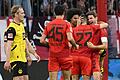 Bayern München - Borussia Dortmund       -  Die Bayern bejubeln einen Treffer gegen Dortmund.