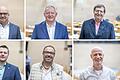 Münnerstadts Bürgermeister Michael Kastl, Bad Kissingens Landrat Thomas Bold, Rhön-Grabfelds stellvertretender Landrat Josef Demar (oben von links) und Zeitlofs Bürgermeister Matthias Hauke, Oerlenbachs Geschäftsleiter Jürgen Markert und Roland Göpfert, einer von zwei Geschäftsführern beim Überlandwerk Rhön (unten von links) sehen die Trasse auch als Chance für die Region.