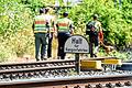 Spurensuche am Tag danach: Polizisten und Suchhunde sind auf dem Fluchtweg des mutmaßlichen Terroristen von der Bahnstrecke bis zum Mainufer unterwegs.