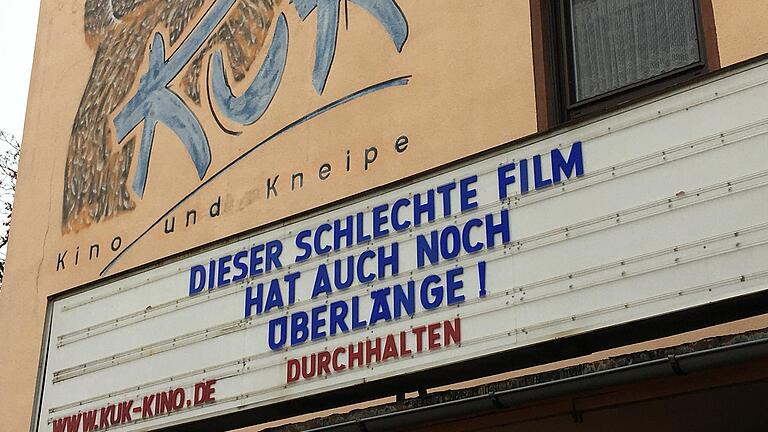 Ein Spruch, der passt wie die Faust aufs Auge für das, was die Schweinfurter Kulturszene im Moment durchmacht: gesehen am Kino und Kneipe KuK. Ein Spruch, der passt wie die Faust aufs Auge für das, was die Schweinfurter Kulturszene im Moment durchmacht: gesehen am Kino und Kneipe KuK.