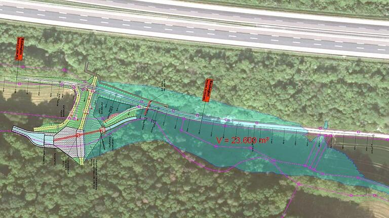 Neben einem Rückhaltebecken am „Hünenweg“ soll im Rahmen eines Hochwasserschutzkonzepts ein Dammbauwerk im „Deisselbachrhrein“, das Elfershausen vor Hochwasserschäden schützt. Der Damm kann rund 23.600 Kubikmeter Wasseraufnehmen. Für beide Maßnahm...       -  Neben einem Rückhaltebecken am „Hünenweg“ soll im Rahmen eines Hochwasserschutzkonzepts ein Dammbauwerk im „Deisselbachrhrein“, das Elfershausen vor Hochwasserschäden schützt. Der Damm kann rund 23.600 Kubikmeter Wasseraufnehmen. Für beide Maßnahmen stellt der Markt jetzt einen Förderantrag.