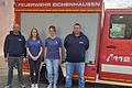 Die Gründer der Kinderfeuerwehr Eichenhausen: 1. Vorsitzender des Feuerwehrvereins Eichenhausen Julian Koob, die zukünftigen Betreuerinnen Leonie und Christin Koza und der 1. Kommandant der Freiwilligen Feuerwehr Eichenhausen Thorsten Hüllmantel.