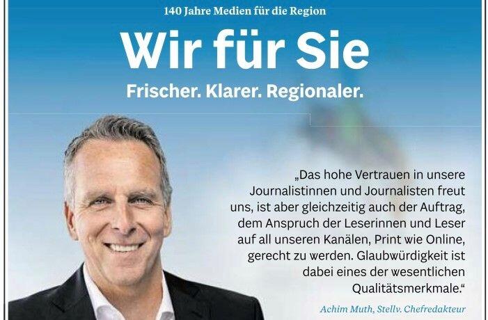 Ausschnitt aus der Hinweis-Anzeige mit Achim Muth, erschienen am 20. Oktober 2023 in der Main-Post.