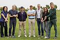Generation Nicht-Golf trifft Generation Golf: (von links) Kabarettistin Birgit süß, Ex-Schwimm-Weltmeister Thomas Lurz, die beiden Golflehrer Stuart Bannerman und Trevor Pearman, Golf-Club-Würzburg-Präsident Bernhard May, Main-Post-Sportredakteurin Natalie Greß und Olympia-Fechter Dieter Schneider.