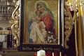 Das Vortragebild der Schwemmelsbacher Retzbach-Wallfahrer. Die hier abgebildete Vorderseite, zeigt die Mutter Gottes mit dem Jesu-Kind. Auf der Rückseite ist der Kirchenpatron St. Cyriakus zu sehen.