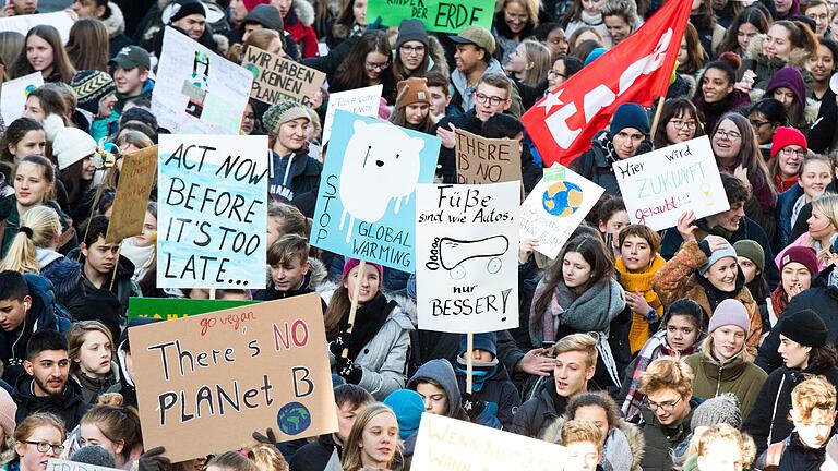 Junge Menschen auf einer Demo von Fridays-for-Future. Obwohl prominent mit den 'Jungen' verbunden, gibt es auch andere Themen die die jungen Menschen im Landkreis Main-Spessart bewegen.