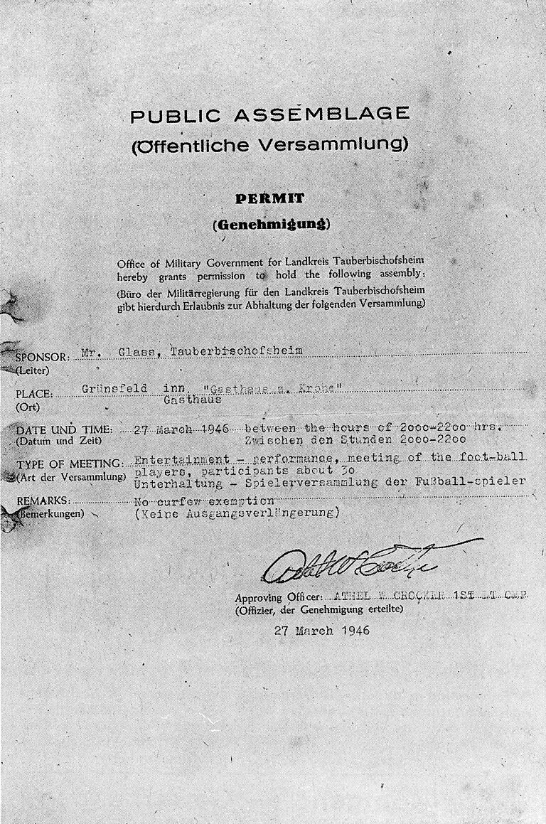 Genehmigung der Militärregierung. Genehmigung der Militärregierung.