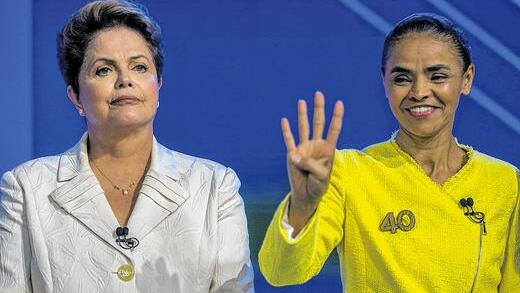 Konkurrentinnen: Die amtierende Staatspräsidentin Dilma Rousseff (links) von der Arbeiterpartei (PT) und ihre Gegenkandidatin Marina Silva von der sozialistischen PSB. Konkurrentinnen: Die amtierende Staatspräsidentin Dilma Rousseff (links) von der Arbeiterpartei (PT) und ihre Gegenkandidatin Marina Silva von der sozialistischen PSB.