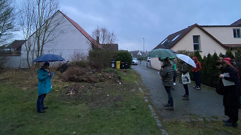 Auf diesem unbebauten Anwesen in der Eleker Straße in Gerolzhofen sollen laut den vorgelegten Planungen neben einer bestehenden Doppelhaushälfte (hinten links im Bild) zwei weitere Doppelhaushälften entstehen. Der Bebauungsplan sieht auf dem Grundstück den Bau von nur einer Doppelhaushälfte vor. Der Bauausschuss des Stadtrats informierte sich vor Ort über das Projekt.