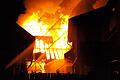 Feuerwehreinsatz beim Scheunenbrand in Nenzenheim am 15. Mai, bei dem 120 Schweine verendeten.