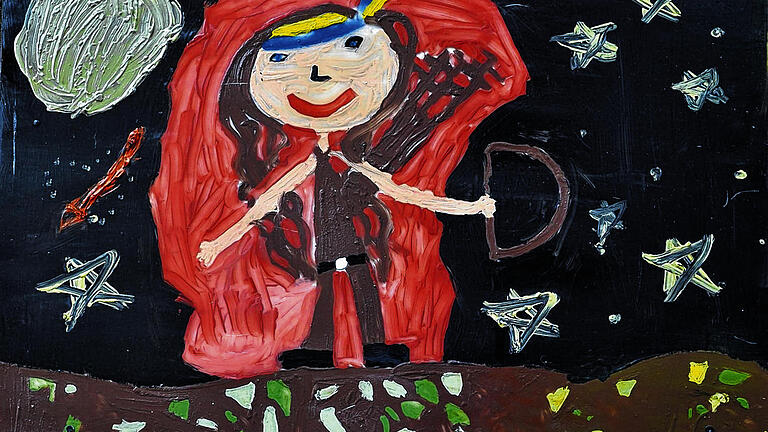 Squaw vorm Lagerfeuer: Die achtjährige Nicole Schönmayer hat das Indianermädchen für die Karl-May-Ausstellung im Huttenschloss gemalt. Nicole wohnt direkt in der Nachbarschaft des Gemündener Schlosses. Squaw vorm Lagerfeuer: Die achtjährige Nicole Schönmayer hat das Indianermädchen für die Karl-May-Ausstellung im Huttenschloss gemalt. Nicole wohnt direkt in der Nachbarschaft des Gemündener Schlosses.