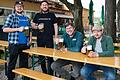 Tobias Zippel, Daniel Seberich, Harald Rauenbusch und Patrick Schopf (von links) im Biergarten des Lokals&nbsp; 'Wasserhäusle'. Sie sind die neuen Betreiber des bisher griechischen Restaurants.