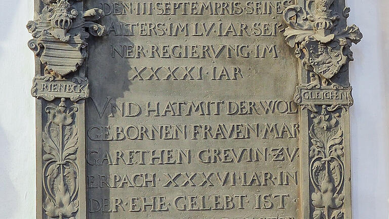Epitaph in der Pfarrkirche zu Lohr zum Tod von Philipp III. im Jahr 1559. Epitaph in der Pfarrkirche zu Lohr zum Tod von Philipp III. im Jahr 1559. 