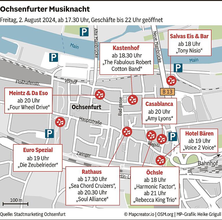 Ochsenfurter Musiknacht 2024: Programm, Preise, Parken - alles, was Sie zu dem Event wissen müssen Ochsenfurter Musiknacht 2024: Programm, Preise, Parken - alles, was Sie zu dem Event wissen müssen