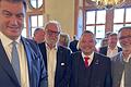 Zusammenkunft auf der Handwerksmesse (von links): Markus Söder, Siegfried Frank, Matthias Heinrich (Geschäftsführer des Landesinnungsverbandes)&nbsp; und Andreas Romanow vom gleichnamigen Innungsfachbetrieb.