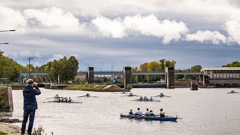 Zahlreiche Sportler aus ganz Deutschland nehmen am Samstag 14.10.23 an der 87. Bocksbeutelregatta auf dem Main in Würzburg teil.