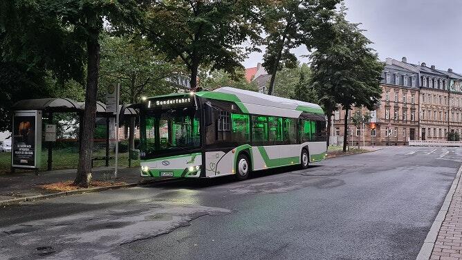 Ein Vorführwagen des neuen E-Busses des Herstellers Solaris. Ein Vorführwagen des neuen E-Busses des Herstellers Solaris.