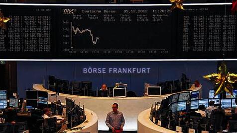 Schöne Bescherung: Händler in der Frankfurter Börse.