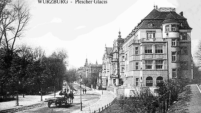 Pleich - Würzburg, heutige Bismarckstraße (historische Postkarte). Pleich - Würzburg, heutige Bismarckstraße (historische Postkarte).