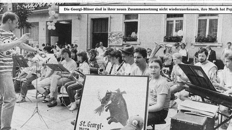 Historisch aus der Stadtfestbeilage 1989 der Saalezeitung, also ein Auftritt von 1988.  Archiv-Foto: Thomas Dill       -  Historisch aus der Stadtfestbeilage 1989 der Saalezeitung, also ein Auftritt von 1988.  Archiv-Foto: Thomas Dill