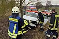 Bei einem schweren Verkehrsunfall ist am Montagmorgen im Gemeindegebiet Burgpreppach eine Frau verletzt worden. Sie kam mit ihrem Auto von der Fahrbahn ab und prallte gegen einen Baum.