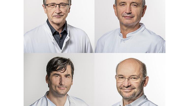 Die Lungenexperten am Thoraxzentrum Münnerstadt: Dr. med. Rainer Haußmann (oben links), Grigori Petelnikow (oben rechts), Albert Arapi (unten links), Dr. med. Bernd Seese.