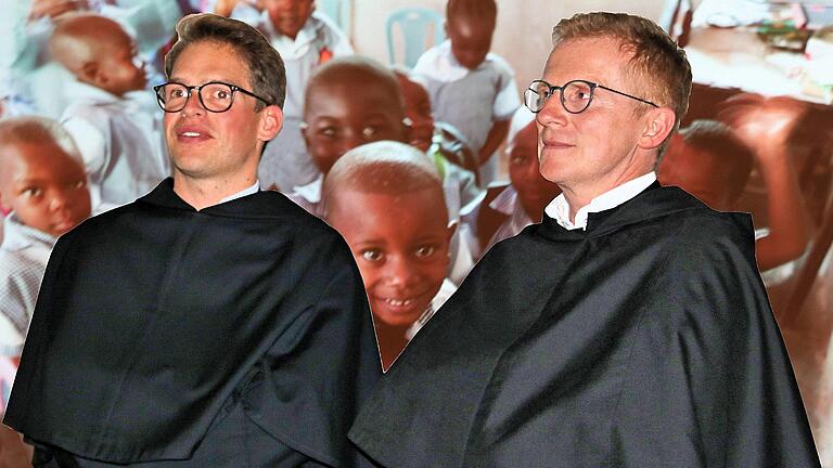 Die beiden Augustiner-Brüder Marcel Holzheimer (links) und Peter Reinl  (rechts) bereisten zwei Wochen lang die Demokratische Republik Kongo und  besuchten Missionsprojekte ihres Ordens. Zahlreichen Zuhörern schilderten  sie in der Alten Aula ihre Eindrücke.  Dieter Britz       -  Die beiden Augustiner-Brüder Marcel Holzheimer (links) und Peter Reinl  (rechts) bereisten zwei Wochen lang die Demokratische Republik Kongo und  besuchten Missionsprojekte ihres Ordens. Zahlreichen Zuhörern schilderten  sie in der Alten Aula ihre Eindrücke.  Dieter Britz