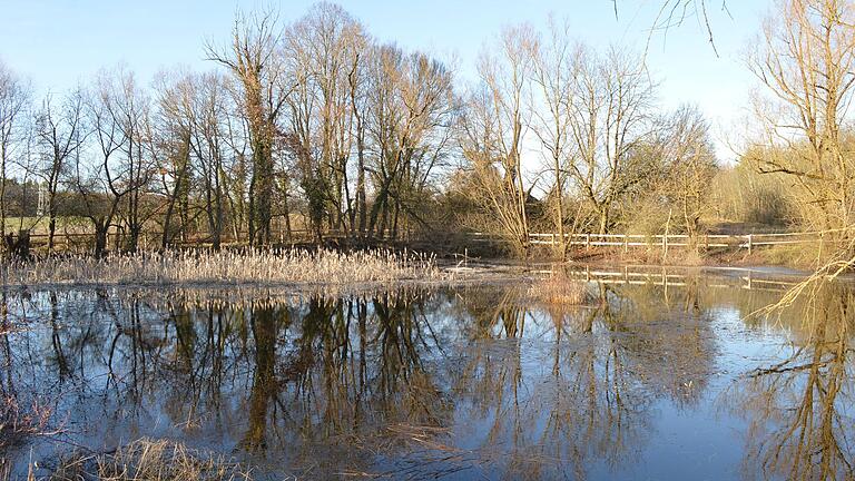 Der Weiher neben dem Gasthaus, der sich aus Regenwasser speist, wurde seinerzeit im Volksmund offenbar 'Schwarze Pfütze' genannt.