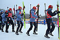 Biathlon: Weltmeisterschaft       -  Siegertanz in Oberhof:  Sophia Schneider (r-l) Hanna Kebinger, Denise Herrmann-Wick, Vanessa Voigt und das Team aus Deutschland (von rechts) tanzen nach der Silbermedaille in der Staffel.