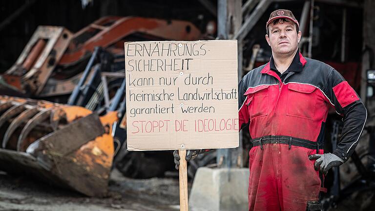 Landwirt Daniel Lambrecht aus Obersfeld hat vergangenen Montag an der Demonstration in Berlin teilgenommen.