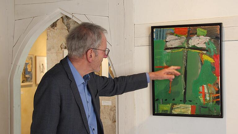 Jürgen Lenssen und sein Lieblingsbild, ein Gemälde von Mimmo Paladio Jürgen Lenssen und sein Lieblingsbild, ein Gemälde von Mimmo Paladio