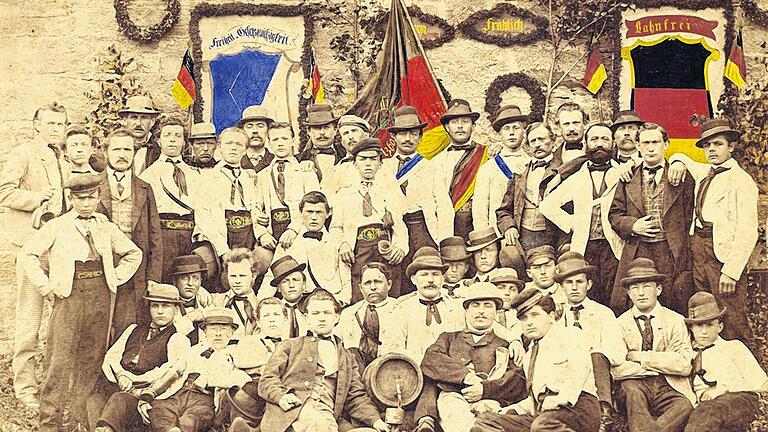 Ein Bild aus den Gründertagen: Fahnenweihe beim TV Gerolzhofen vor 150 Jahren am 12. Oktober 1862.