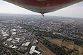 Ein Bild sagt mehr als tausend Worte: Beim Blick aus dem Zeppelin sieht man, wie groß im Verhältnis zur restlichen Stadt die Industriegebiete in Schweinfurt sind. Kein Wunder, dass die Stadt in großer Abhängigkeit vom Wohlergehen der Unternehmen ist.