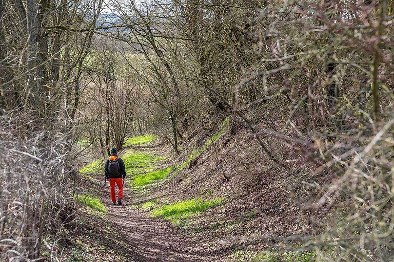 Vom Hutsberg führt ein alter Hohlweg hinunter bis zur Furt des Schweinachbachs. Vom Hutsberg führt ein alter Hohlweg hinunter bis zur Furt des Schweinachbachs. 