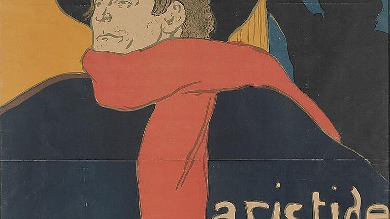 Henri de Toulouse-Lautrec: Ambassadeurs: Aristide Bruant, 1892, Lithographie in Pinsel und Spritztechnik auf zwei Bögen Pergamentpapier, 133 x 91,2 cm, Musée d?Ixelles-Bruxelles.