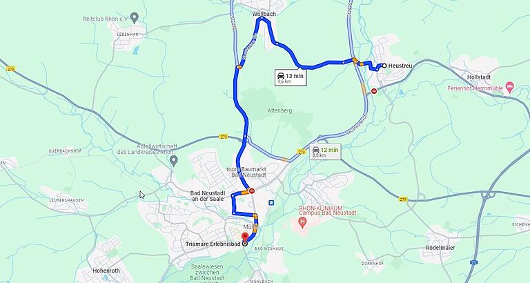 Skurrile Google Maps Routen im Landkreis Rhön-Grabfeld. Skurrile Google Maps Routen im Landkreis Rhön-Grabfeld.