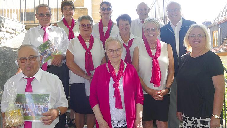 Die Geehrten und ihre Laudatoren (von links): Manfred Danner, Rudi Müller, Gudrun Müller, Lieselotte Morgenroth, Kerstin Rink, Helga Müller, Brigitte Scheller, Karl Vollgärtner, Barbara Emrich, Karl-Heinz Wolbert und Elke Kuhn.