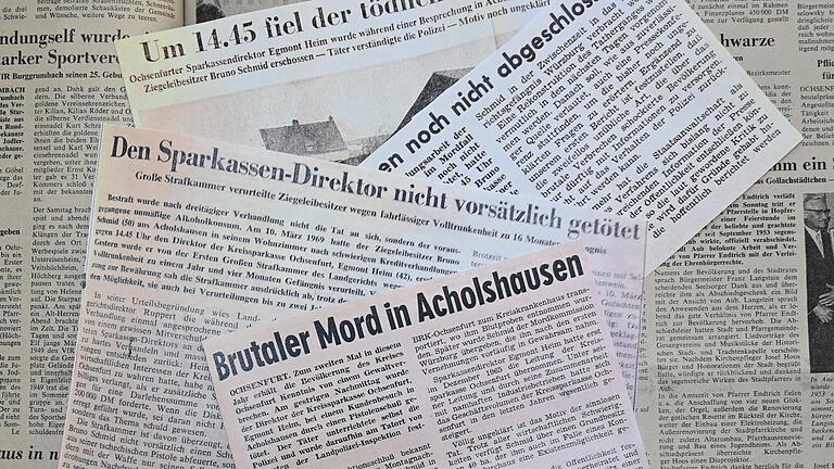 Am Tag nach der Tat ging die Ochsenfurter Zeitung noch von einem Mord an Egmont Heim aus, ein Fehler, wie sich im Prozess zeigen sollte.