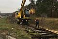 Ist das der Anfang vom Ende einer möglichen Reaktivierung der Steigerwaldbahn? Die Firma Gleisrückbau Meißner hat an der Gemarkungsgrenze zu Großlangheim begonnen, die Gleise zurückzubauen. Dort beginnt die Kitzinger Gemarkung, auf der die Schienenstrecke bereits entwidmet ist.